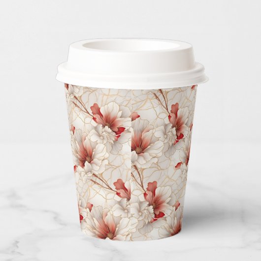Mooie rode witte bloemen papieren bekers (Rechts)