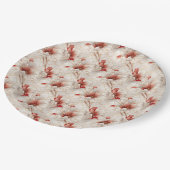 Mooie rode witte bloemen papieren bordje (Gekanteld)