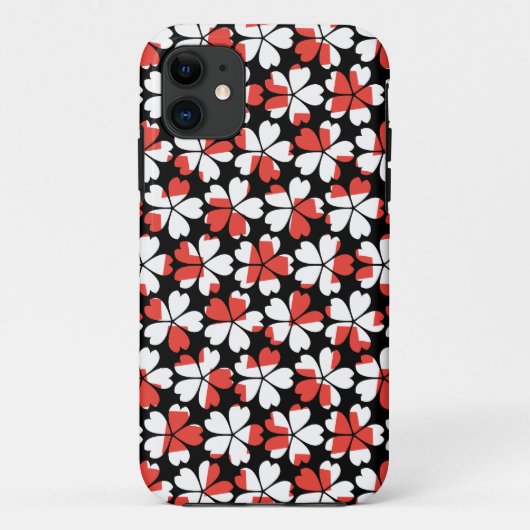 Mooie rode witte bloemen patronen Case-Mate iPhone case (Achterkant)