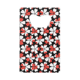 Mooie rode witte bloemen patronen creditkaart flessenopener