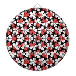 Mooie rode witte bloemen patronen dartbord