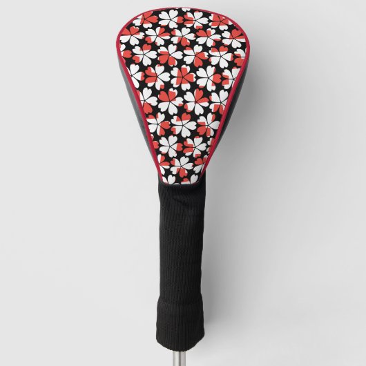 Mooie rode witte bloemen patronen golfheadcover (Voorkant)