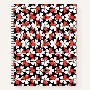 Mooie rode witte bloemen patronen notitieboek