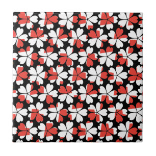 Mooie rode witte bloemen patronen tegeltje
