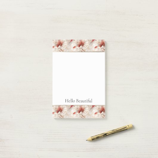 Mooie rode witte bloemen post-it® notes (Op bureau)