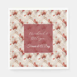 Mooie rode witte bloemen servet