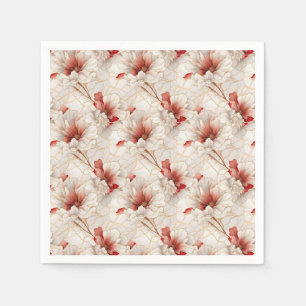 Mooie rode witte bloemen servet