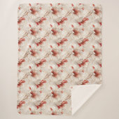 Mooie rode witte bloemen sherpa deken (Voorkant)