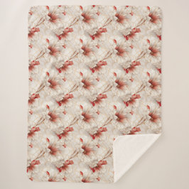 Mooie rode witte bloemen sherpa deken