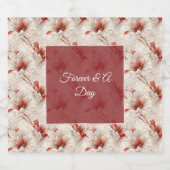 Mooie rode witte bloemen sparkling wijnetiket (Enkel label)