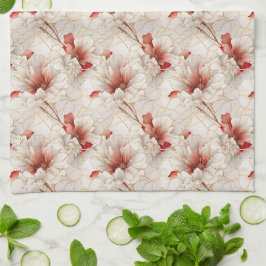 Mooie rode witte bloemen theedoek