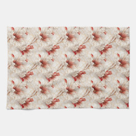 Mooie rode witte bloemen theedoek