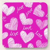 Mooie Rode Witte Gekrabbelde Harten met Liefdessch Onderzetter (Voorkant)