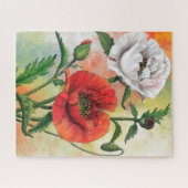 Mooie rode witte papaver Jigzaag Puzzle Paining Legpuzzel (Horizontaal)