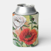 Mooie rode witte papavers - gemanipuleerde schilde blikjeskoeler (Blikje Voorkant)