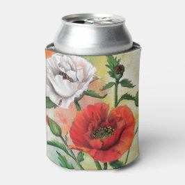 Mooie rode witte papavers - gemanipuleerde schilde blikjeskoeler