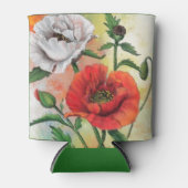 Mooie rode witte papavers - gemanipuleerde schilde blikjeskoeler (Voorkant)