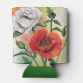 Mooie rode witte papavers - gemanipuleerde schilde blikjeskoeler (Achterkant)