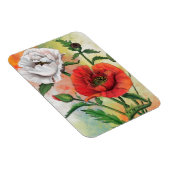 Mooie rode witte papavers - gemanipuleerde schilde magneet (Rechterzijde)