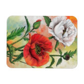 Mooie rode witte papavers - gemanipuleerde schilde magneet (Horizontaal)