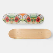 Mooie rode witte papavers, skateboard schilderen (Horizontaal)