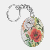 Mooie rode witte papavers Sleutelhanger schilderen (Voorkant Links)