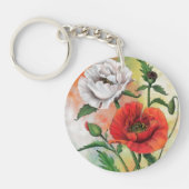 Mooie rode witte papavers Sleutelhanger schilderen (Voorkant)