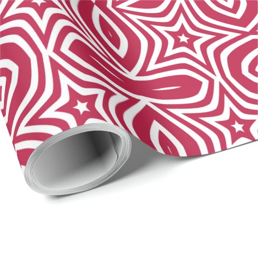 Mooie rode & witte ster kleurrijke vector ontwerp cadeaupapier (Rol Hoek)