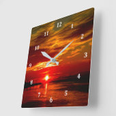 Mooie Rode Zonne Vierkante Klok (Hoek)