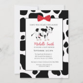 Mooie rode zwarte koeienprint baby shower Scallop Kaart (Voorkant)