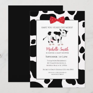 Mooie rode zwarte koeienprint baby shower Scallop Kaart