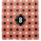 Mooie rode, zwarte, witte bloemige monogram initia douchegordijn (Voorkant)