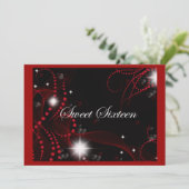 Mooie, rode zwarte, zoete zestien uitnodiging (Staand voorkant)