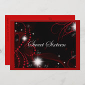Mooie, rode zwarte, zoete zestien uitnodiging (Voorkant / Achterkant)