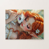 Mooie Rodeharige Fee met Draak Legpuzzel (Horizontaal)