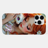 Mooie Rodeharige Fee met Draak Monogram iPhone Hoesje (Achterkant horizontaal)
