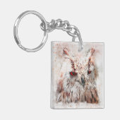 Mooie roest accent uil sleutelhanger (Voorkant Links)