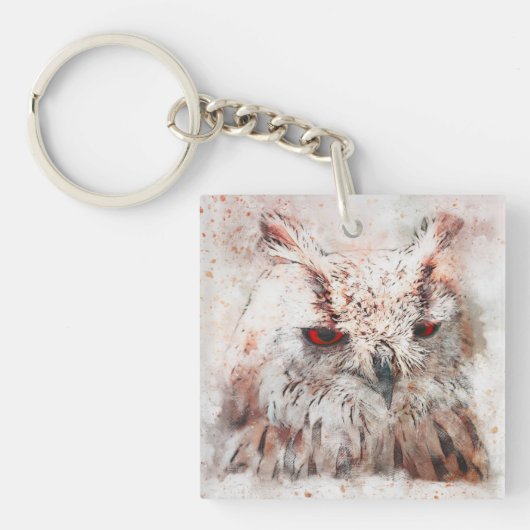 Mooie roest accent uil sleutelhanger (Voorkant)