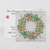 Mooie roestige bloemenkrans uitnodiging (Voorkant / Achterkant)