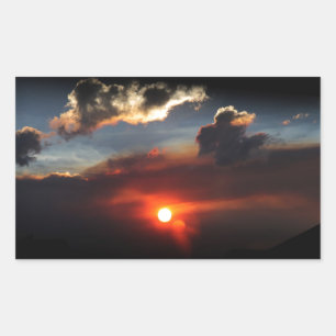 mooie rokerige zonsondergang foto rechthoekige sticker