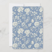 Mooie Romantische Blauwe Crème Bloemen Bruiloft Kaart (Achterkant)