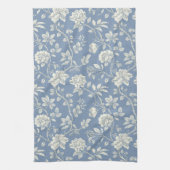 Mooie Romantische Blauwe Crème Bloemen Theedoek (Verticaal)