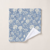 Mooie Romantische Blauwe Crème Kleurige Bloemen   Bad Handdoek (Wasdoekje)