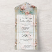 Mooie Romantische Blush Roze Romantische Rozen All In One Uitnodiging (Binnen)