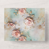 Mooie Romantische Blush Roze Romantische Rozen All In One Uitnodiging (Achterkant)