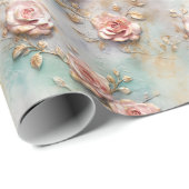 Mooie Romantische Blush Roze Romantische Rozen Cadeaupapier (Rol Hoek)