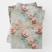 Mooie Romantische Blush Roze Romantische Rozen Inpakpapier Vel (In situ)