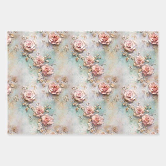 Mooie Romantische Blush Roze Romantische Rozen Inpakpapier Vel (Voorkant)