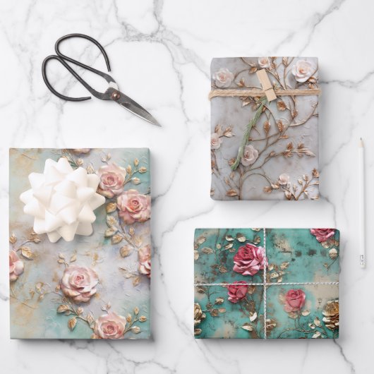 Mooie Romantische Blush Roze Romantische Rozen Inpakpapier Vel (Voorkant)