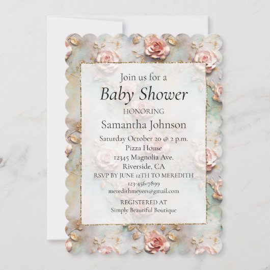 Mooie Romantische Blush Roze Romantische Rozen Kaart (Voorkant)